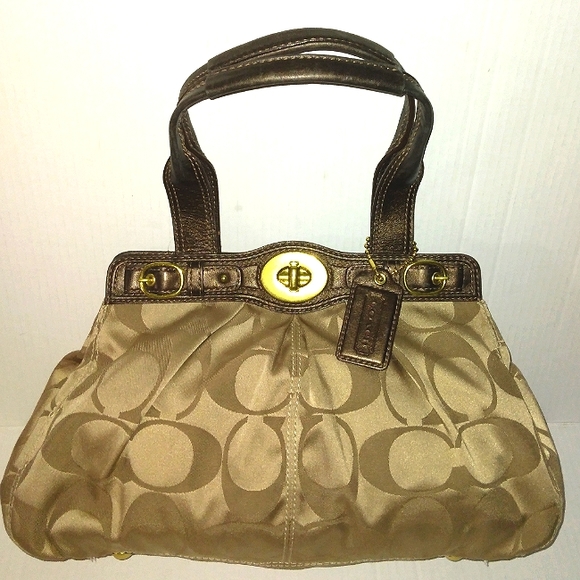 Must See☆Rare☆COACH "Garnet" Large Signature Pleated Sateen Satchel☆2009 - Picture 5 of 16
